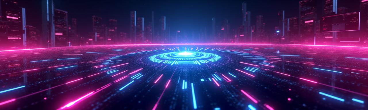 Plataforma de desarrollo de juegos con interfaz futurista y elementos de fantasía